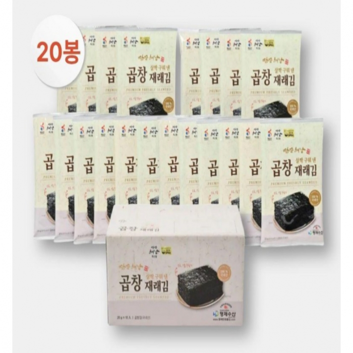 (해남)허니테이블 땅끝 살짝 구운 곱창김(5매) 20g 20개
